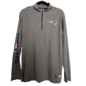 NFL PATRIOTS TEAM APPAREL 1/3 ZIP GRAY LOGO LONG SLEEVE TOP SIZE LARGE
